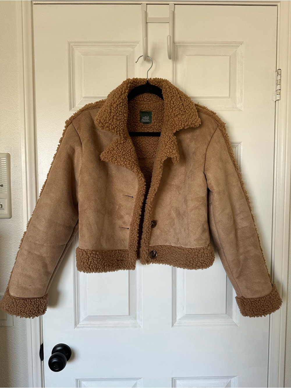 Target Wild Fable Tan Teddy Jacket with Shearling Trim